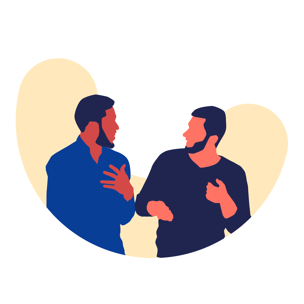 Two men talking to each other illustration