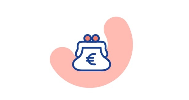Pictogramme d'un porte monnaie avec symbole euros