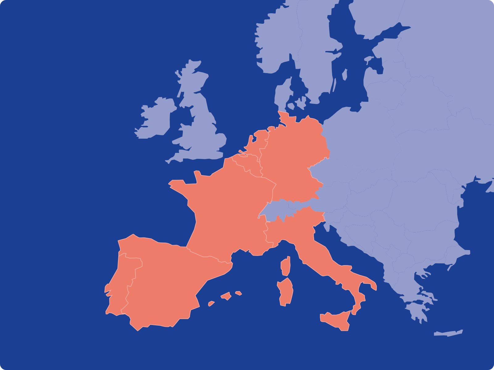 Mapa da Europa com países onde opera a Shopopop