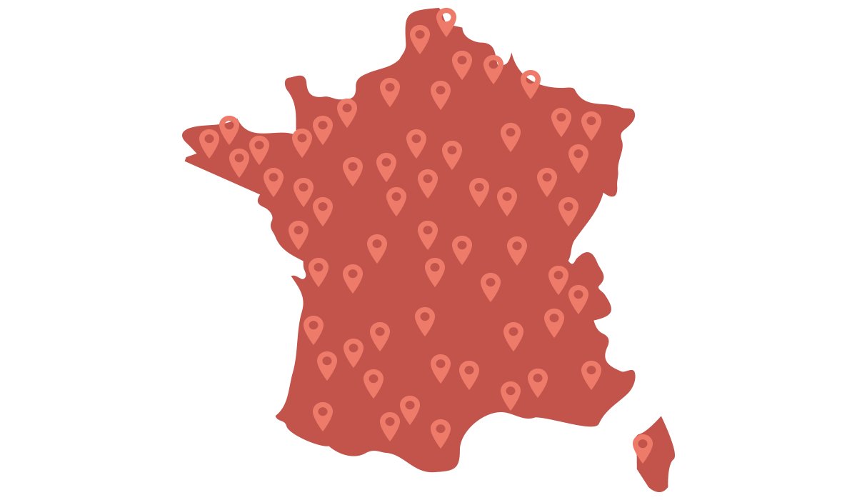 Carte de la France avec la présence de Shopopop