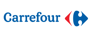 Farbiges Logo der Einkaufsmarke Carrefour
